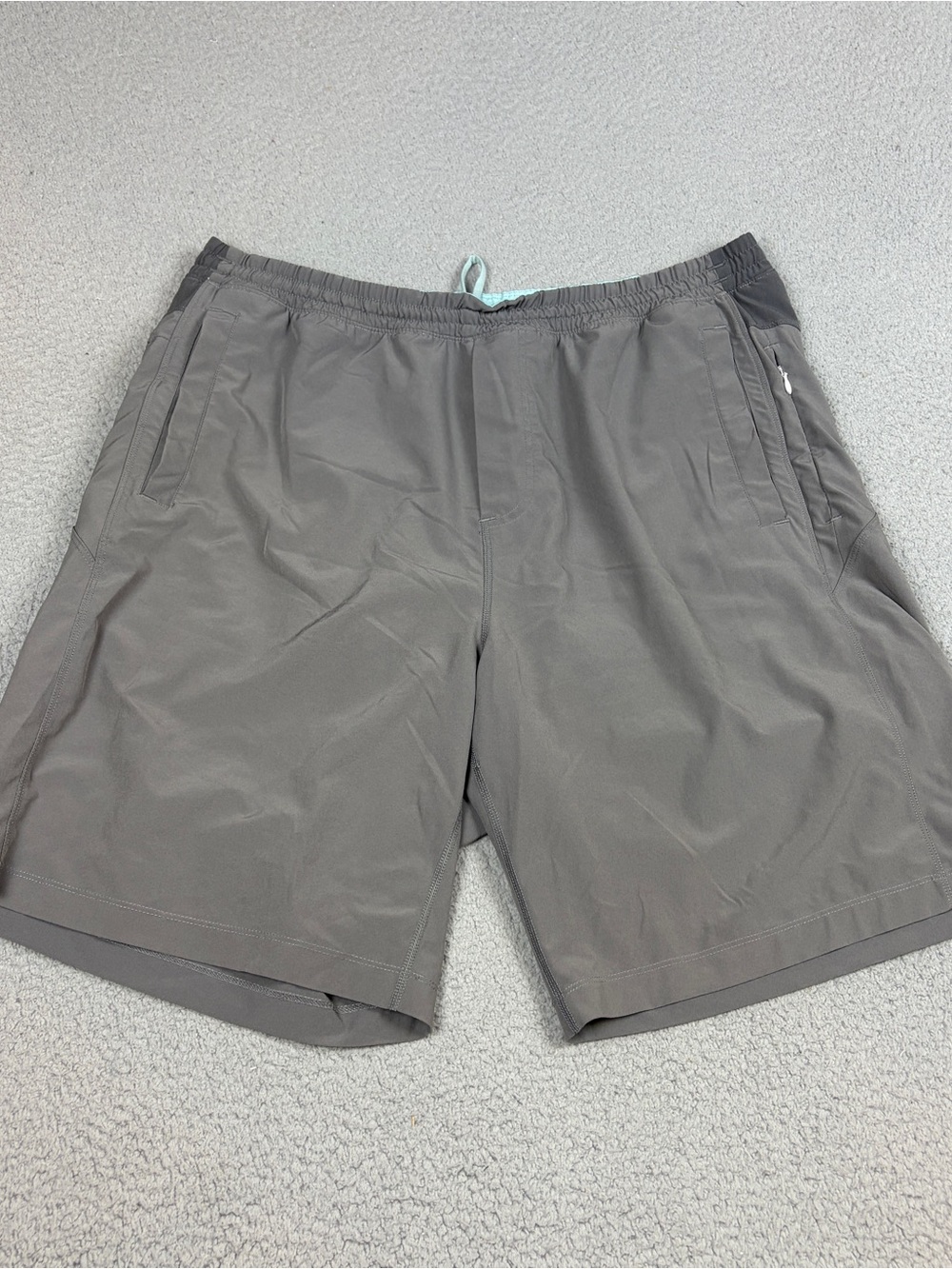 Birddogs Hybrid Shorts Men’s XXL Gray with Mint Drawstring Lined Zip Pocket